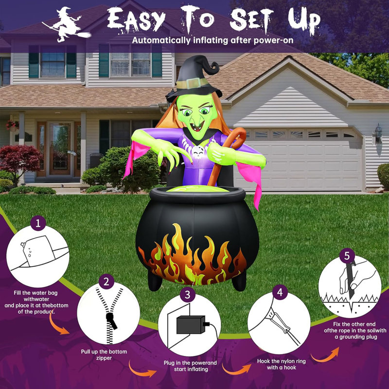 The Holiday Aisle® 8FT Halloween Inflatables Outdoor Decoration, Giant ...